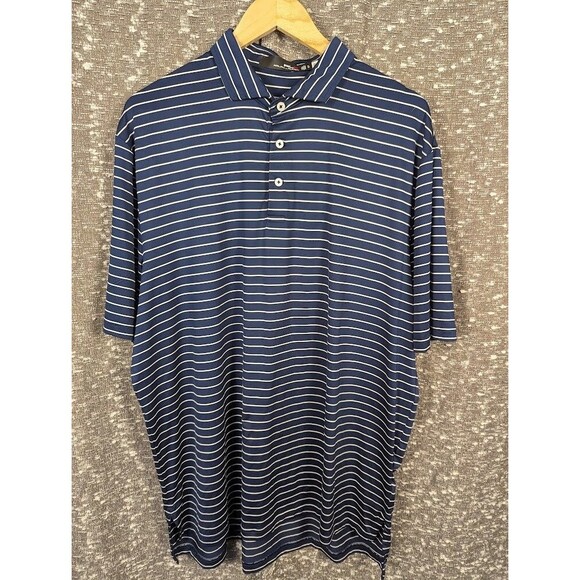 RLX Ralph Lauren Blue Striped Performance Golf Polo Short Sleeve Men's XL - Picture 1 of 8
